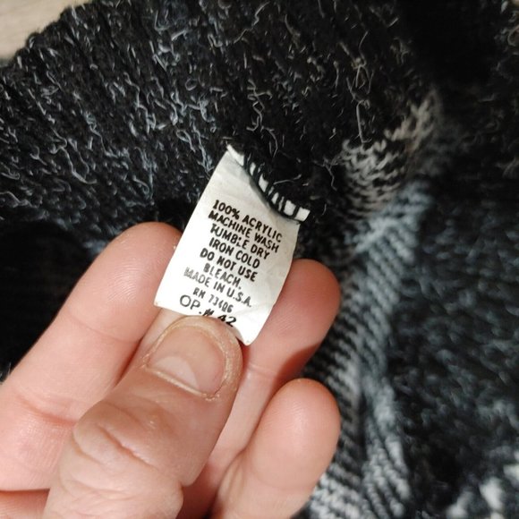 VTG GFC Sweater Black Charcoal Gray Holiday Sweater w/Bow Size Large READ BELOW - Picture 5 of 7